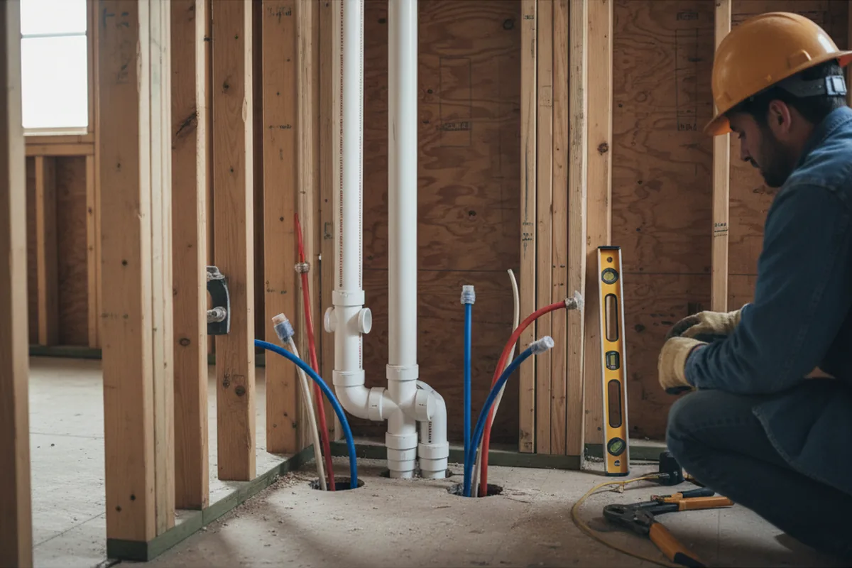 Drain and supply rough-in during Leak Detection in Felton